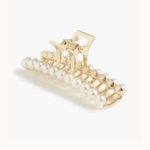 J. Crew Embellished Gold and Pearl Hair Clip Claw